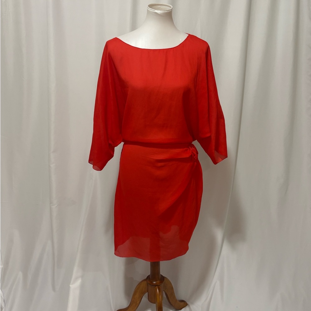 Max studio sheer orange dress large